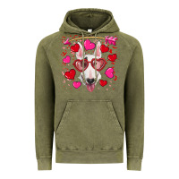 Vintage Olive Valentine's day  bull terrier Vintage Hoodie - RanaPortraitStore