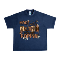 Navy made with melanin always poppin Urban Heavy Tee - MaliasSmallBusiness
