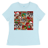 Baby Blue christmas pig  aztec Ladies Tee - FaDigitalArtStudio