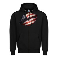 Black American Flag Lips Zipper Hoodie - Bettercallsaul