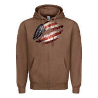 Chestnut American Flag Lips Zipper Hoodie - Bettercallsaul