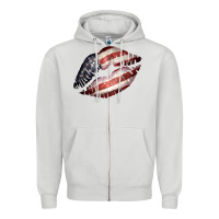 Dove Grey American Flag Lips Zipper Hoodie - Bettercallsaul