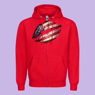 American Flag Lips Zipper Hoodie Designed By Bettercallsaul