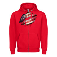Red American Flag Lips Zipper Hoodie - Bettercallsaul