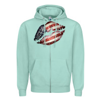Seafoam American Flag Lips Zipper Hoodie - Bettercallsaul
