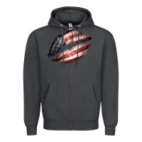Smoke American Flag Lips Zipper Hoodie - Bettercallsaul