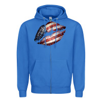 True Royal American Flag Lips Zipper Hoodie - Bettercallsaul