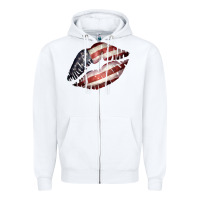 White American Flag Lips Zipper Hoodie - Bettercallsaul