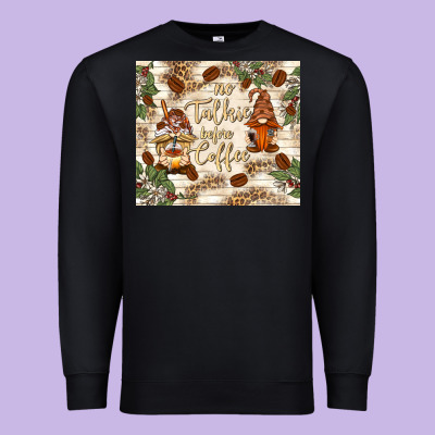 No Talkie Before Coffee With Gnomies Premium Sweatshirt Designed By Tumblerdesignbyshophia