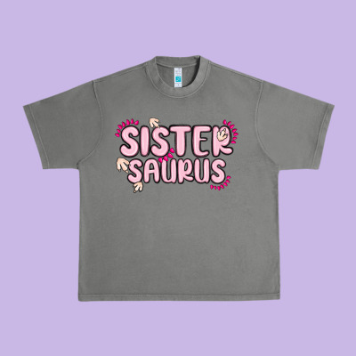 Sister Saurus Urban Heavy Tee Designed By Maliassmallbusiness