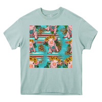 Arona turquoise baby pig seamless pattern Heavy Core Tee - HRA Design Shop