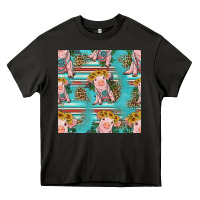 Asphalt turquoise baby pig seamless pattern Heavy Core Tee - HRA Design Shop