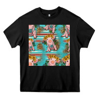 Black turquoise baby pig seamless pattern Heavy Core Tee - HRA Design Shop