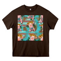Turquoise Baby Pig Seamless Pattern Heavy Core Tee | Teevron