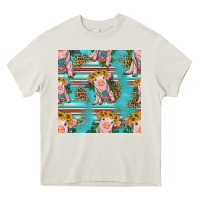 Cream turquoise baby pig seamless pattern Heavy Core Tee - HRA Design Shop