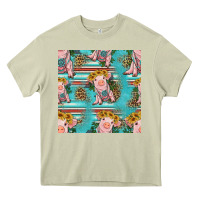 Mossy turquoise baby pig seamless pattern Heavy Core Tee - HRA Design Shop