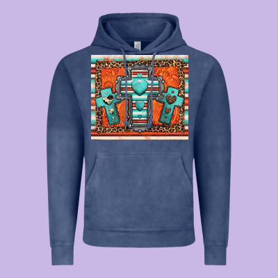 Turquoise Gemstone Crosses Vintage Hoodie Designed By Jasminsmagicworld