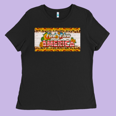 God Bless America Sunflower License Plate Ladies Tee Designed By Hra Design Shop