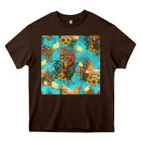Chocolate Brown poultry animals seamless pattern Heavy Core Tee - HRA Design Shop