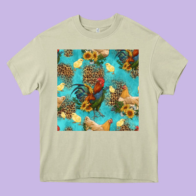 Poultry Animals Seamless Pattern Heavy Core Tee Designed By Hra Design Shop