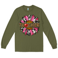 Army Green western teacher sunflower Long Sleeve Tee - NancyCooperArtShop