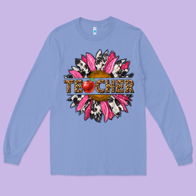Western Teacher Sunflower Long Sleeve Tee Designed By Nancycooperartshop