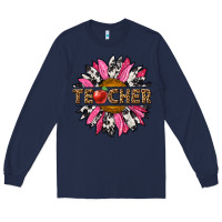 Navy western teacher sunflower Long Sleeve Tee - NancyCooperArtShop