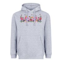 Heather Grey wild flowers Heavyweight Hoodie - TumblerDesignByShophia