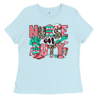 Baby Blue nurse on duty Ladies Tee - RanaPortraitStore