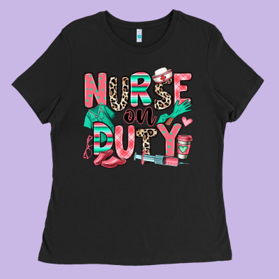 Nurse On Duty Ladies Tee Designed By Ranaportraitstore