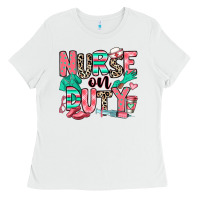 White nurse on duty Ladies Tee - RanaPortraitStore