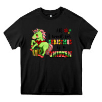 Black All I Want For Christmas Is A Unicorn Heavy Core Tee - FaDigitalArtStudio