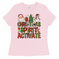 Bubblegum Pink christmas spirit activate Ladies Tee - FaDigitalArtStudio