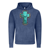 Vintage Denim turquoise gemstone cross Vintage Hoodie - Jasminsmagicworld