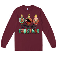 Burgundy howdy christmas Long Sleeve Tee - MaliasSmallBusiness