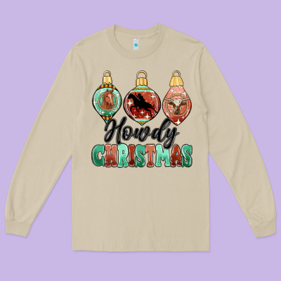 Howdy Christmas Long Sleeve Tee Designed By Maliassmallbusiness
