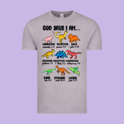 God Says I Am Dinosaurs Handsome Vintage Tee Designed By Maliassmallbusiness