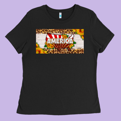 America Map Sunflower License Plate Ladies Tee Designed By Hra Design Shop