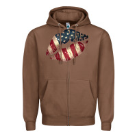 Chestnut Vintage American Flag Lips Zipper Hoodie - Bettercallsaul