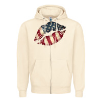 Sandshell Vintage American Flag Lips Zipper Hoodie - Bettercallsaul