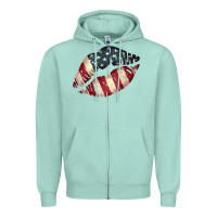 Seafoam Vintage American Flag Lips Zipper Hoodie - Bettercallsaul