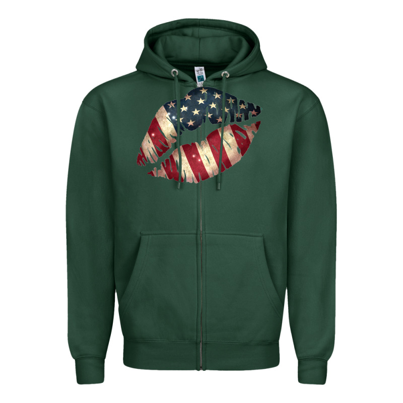 Vintage American Flag Lips Zipper Hoodie by Bettercallsaul | Teevron