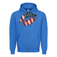True Royal Vintage American Flag Lips Zipper Hoodie - Bettercallsaul