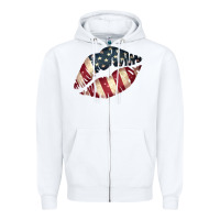 White Vintage American Flag Lips Zipper Hoodie - Bettercallsaul