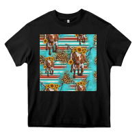 Black longhorn bull seamless pattern Heavy Core Tee - HRA Design Shop