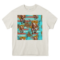 Cream longhorn bull seamless pattern Heavy Core Tee - HRA Design Shop
