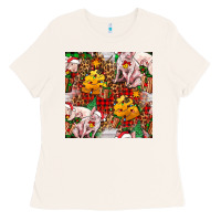 Bone christmas pig  tartan with  hay and christmas ligh Ladies Tee - FaDigitalArtStudio