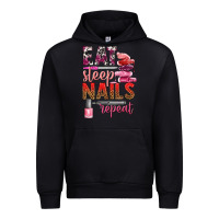 Black eat sleep nails repeat bbs Urban Hoodie - BundleAndBundleShop