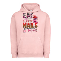 Pigment Salmon eat sleep nails repeat bbs Urban Hoodie - BundleAndBundleShop