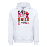White eat sleep nails repeat bbs Urban Hoodie - BundleAndBundleShop
